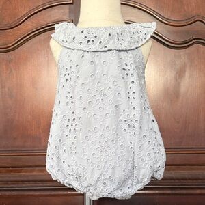 RYLEE + CRU Blue Eyelet Bubble Romper 18-24M VGUC